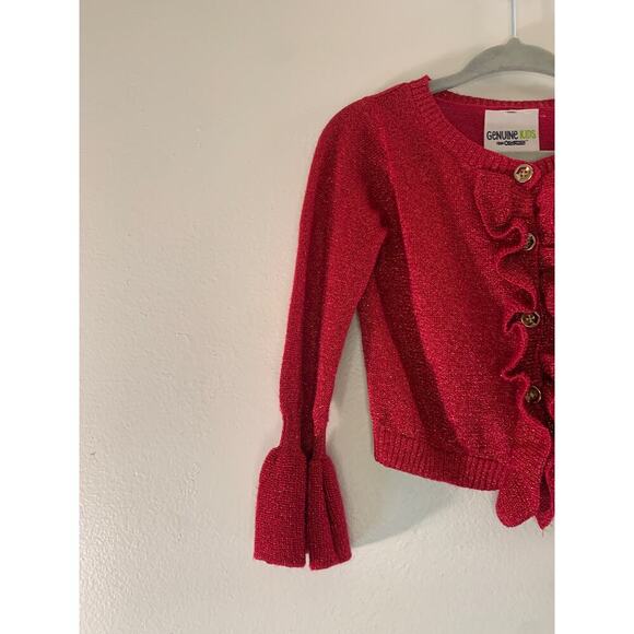 GENUINE KIDS BY OSHKOSH Girl’s Red Sparkle Cardigan / Size: 18 Months - Picture 5 of 6